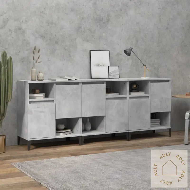 Skjenker 3 Stk Betonggrå 60X35X70 Cm Konstruert Tre