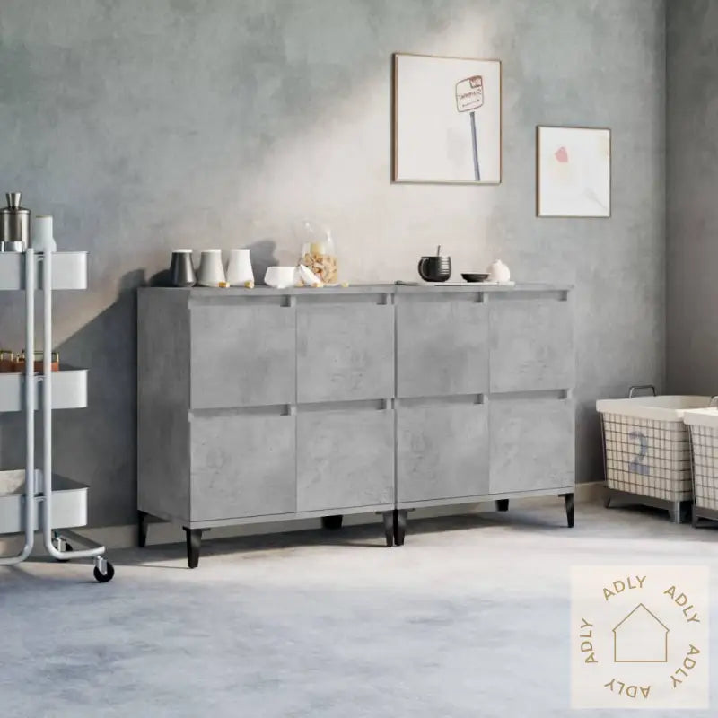 Skjenker 2 Stk Betonggrå 60X35X70 Cm Konstruert Tre