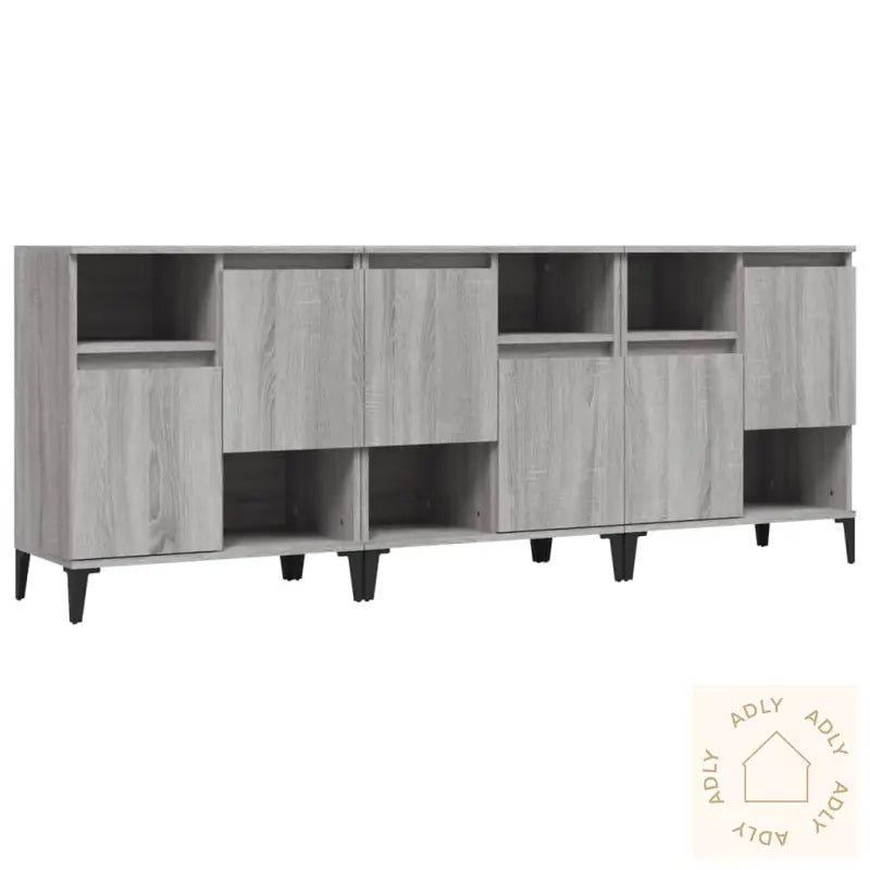 Skjenker 3 Stk Grå Sonoma 60X35X70 Cm Konstruert Tre