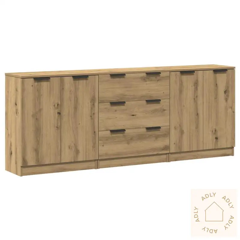 Skjenker 3 Stk Brun Eik 60X30X70 Cm Konstruert Tre