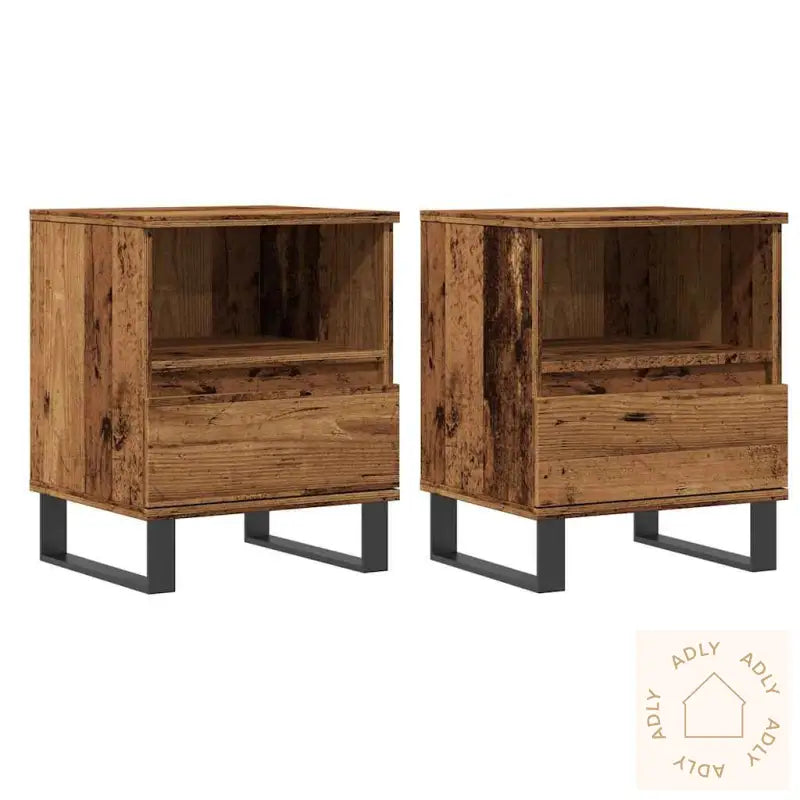 Nattbord 2 Stk Gammelt Tre 40X35X50 Cm Konstruert Tre