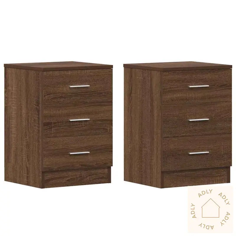 Nattbord 2 Stk Brun Eik 38X35X56 Cm Konstruert Tre