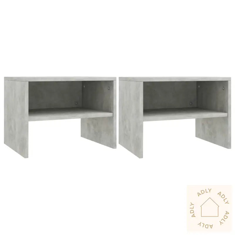 Nattbord 2 Stk Betonggrå 40X30X30 Cm Konstruert Tre
