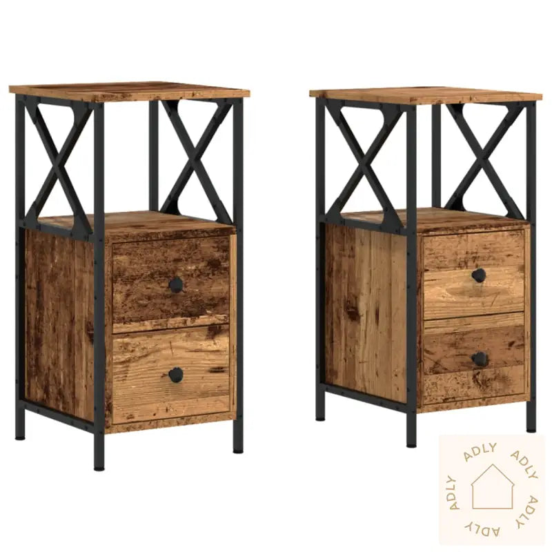 Nattbord 2 Stk Gammelt Tre 34X35,5X70 Cm Konstruert Tre