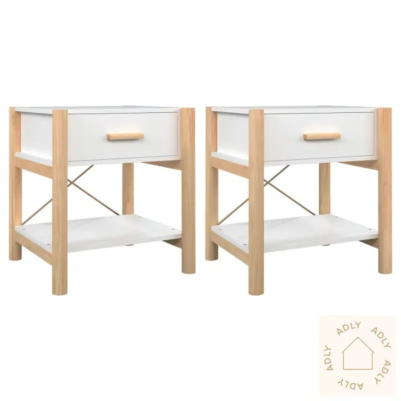 Nattbord 2 Stk Hvit 42X38X45 Cm Konstruert Tre