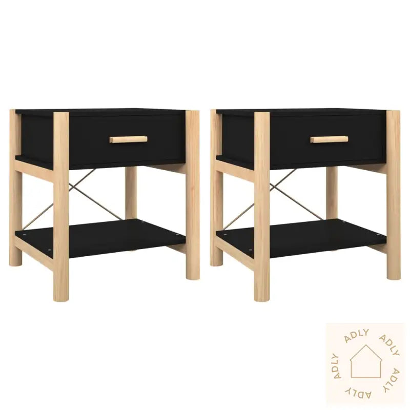 Nattbord 2 Stk Svart 42X38X45 Cm Konstruert Tre