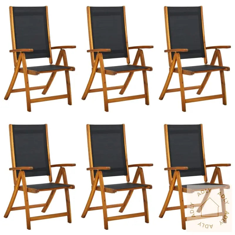 Sammenleggbare Stoler 6 Stk Heltre Akasie Og Textilene