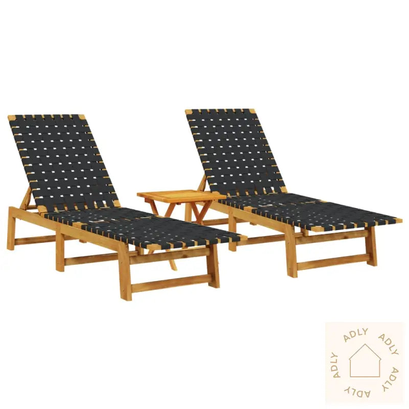 Solsenger 2 Stk Med Bord Svart Heltre Akasie
