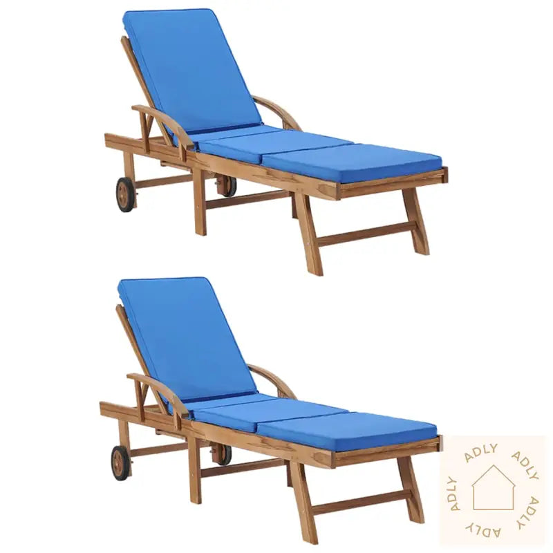 Solsenger Med Puter 2 Stk Heltre Teak Blå