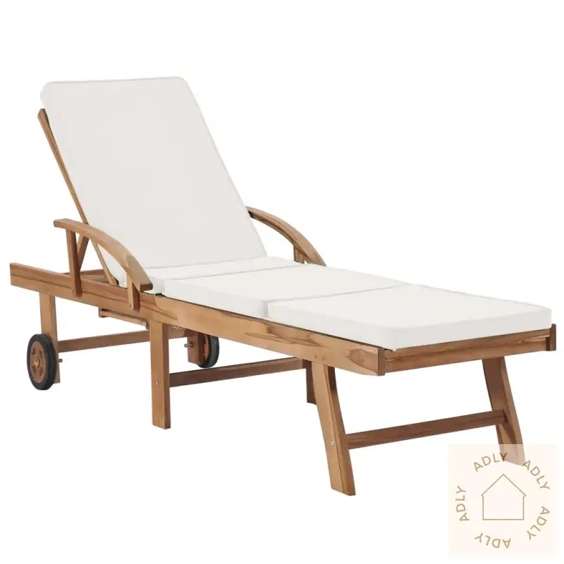 Solsenger Med Puter 2 Stk Heltre Teak Kremhvit