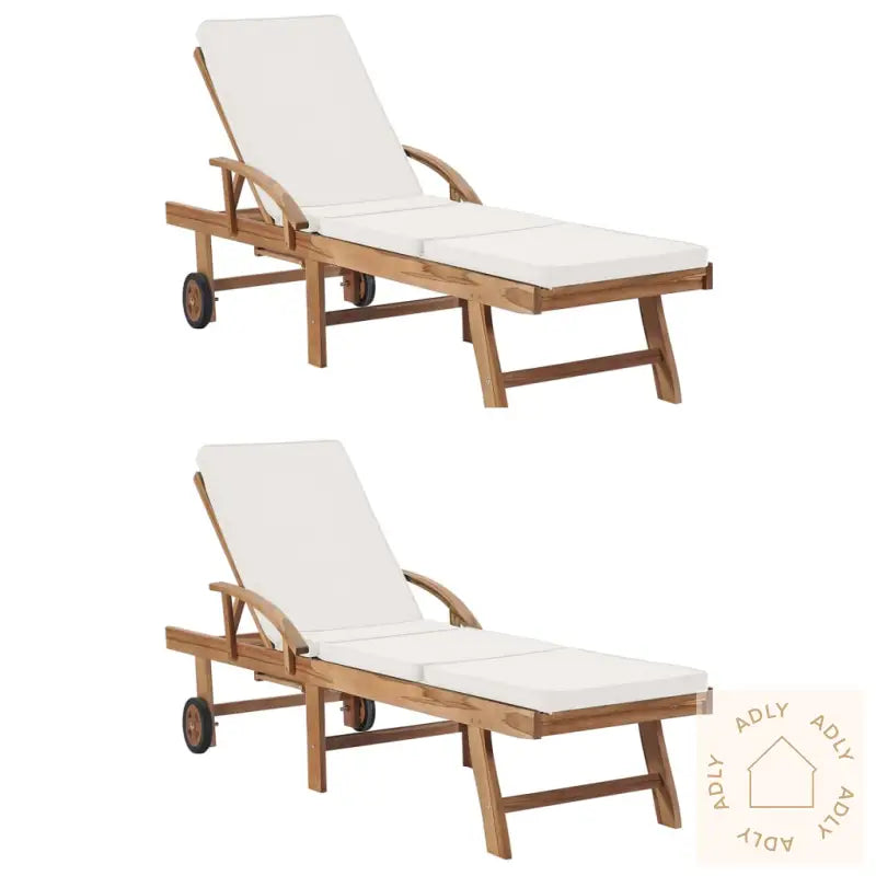 Solsenger Med Puter 2 Stk Heltre Teak Kremhvit