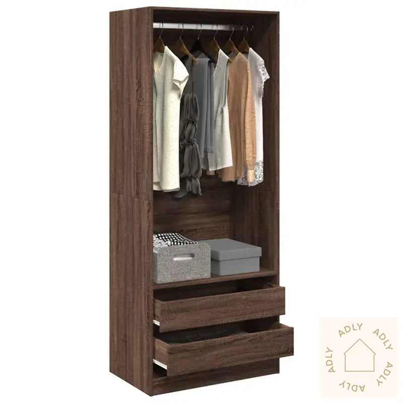 Garderobe Brun Eik 80X50X200 Cm Konstruert Tre