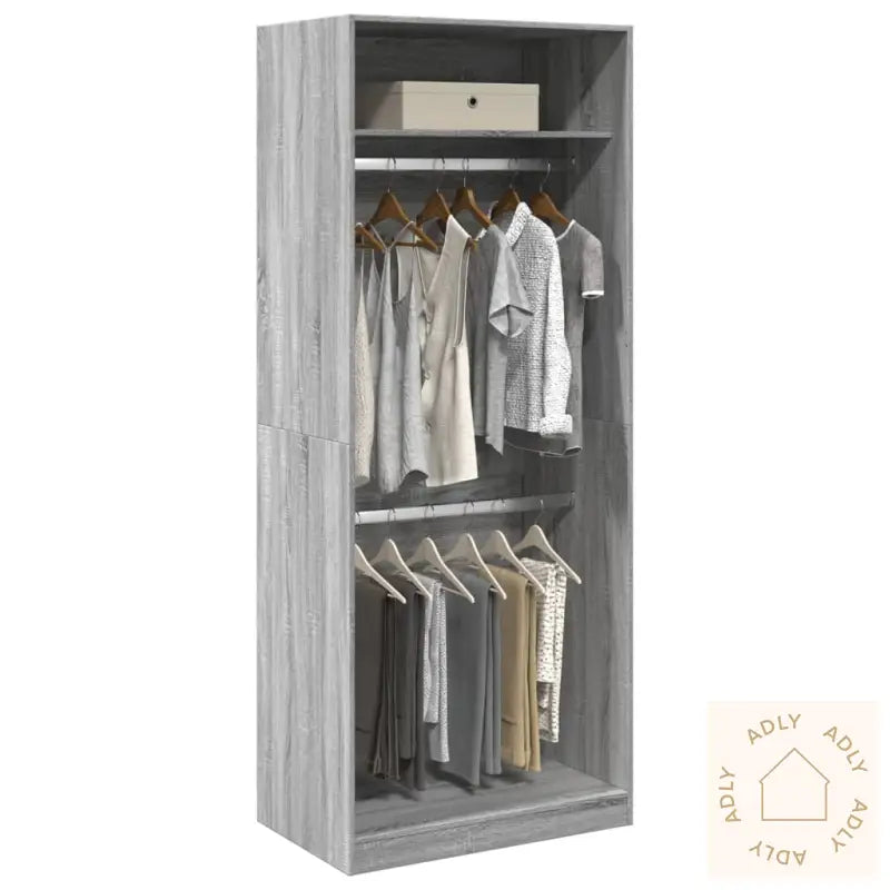 Garderobe Grå Sonoma 80X50X200 Cm Konstruert Tre