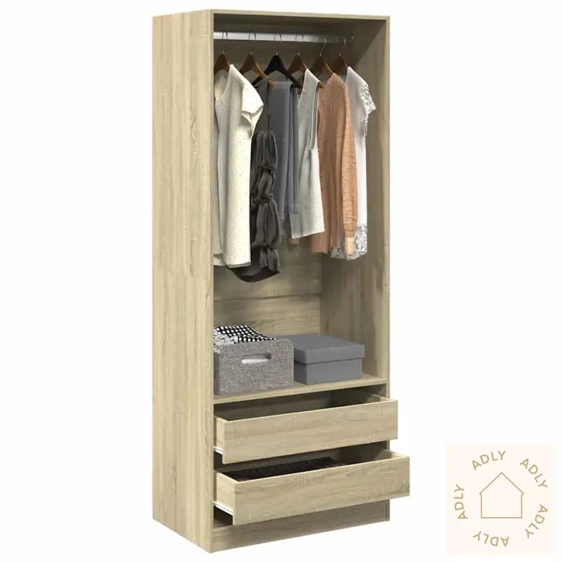 Garderobe Sonoma Eik 80X50X200 Cm Konstruert Tre