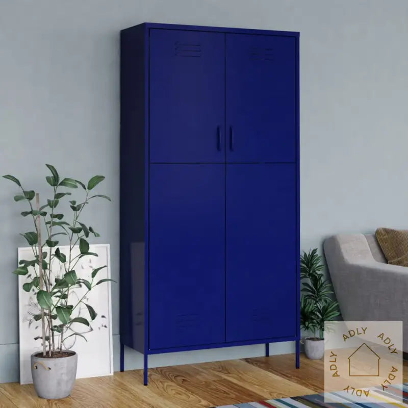 Garderobe Marineblå 90X50X180 Cm Stål