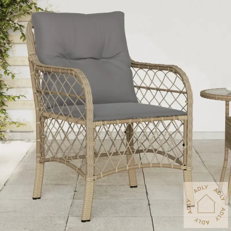 Hagestoler Med Puter 2 Stk Blandet Beige Polyrotting
