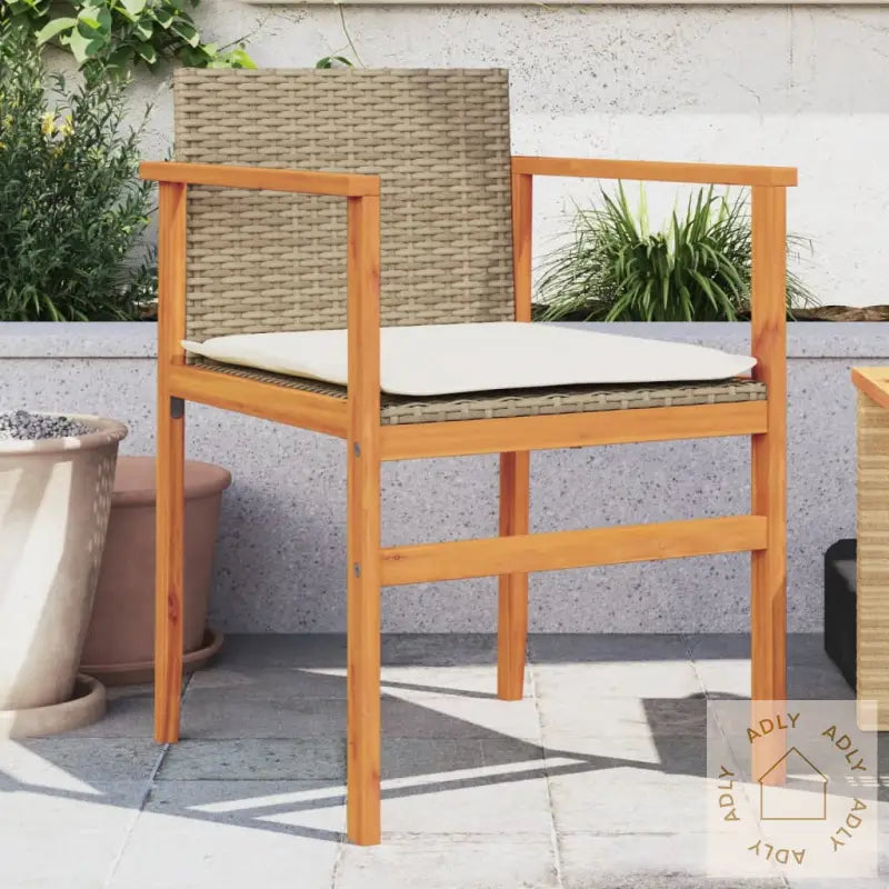 Hagestoler Med Puter 2 Stk Beige Polyrotting Og Heltre