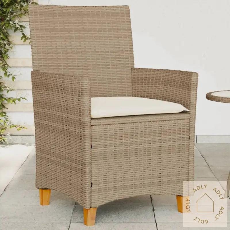 Hagestoler Med Puter 2 Stk Beige Polyrotting Og Heltre
