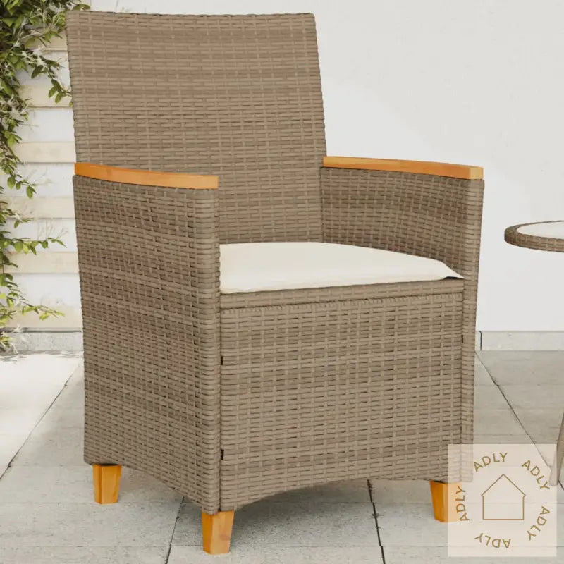 Hagestoler Med Puter 2 Stk Beige Polyrotting Og Heltre