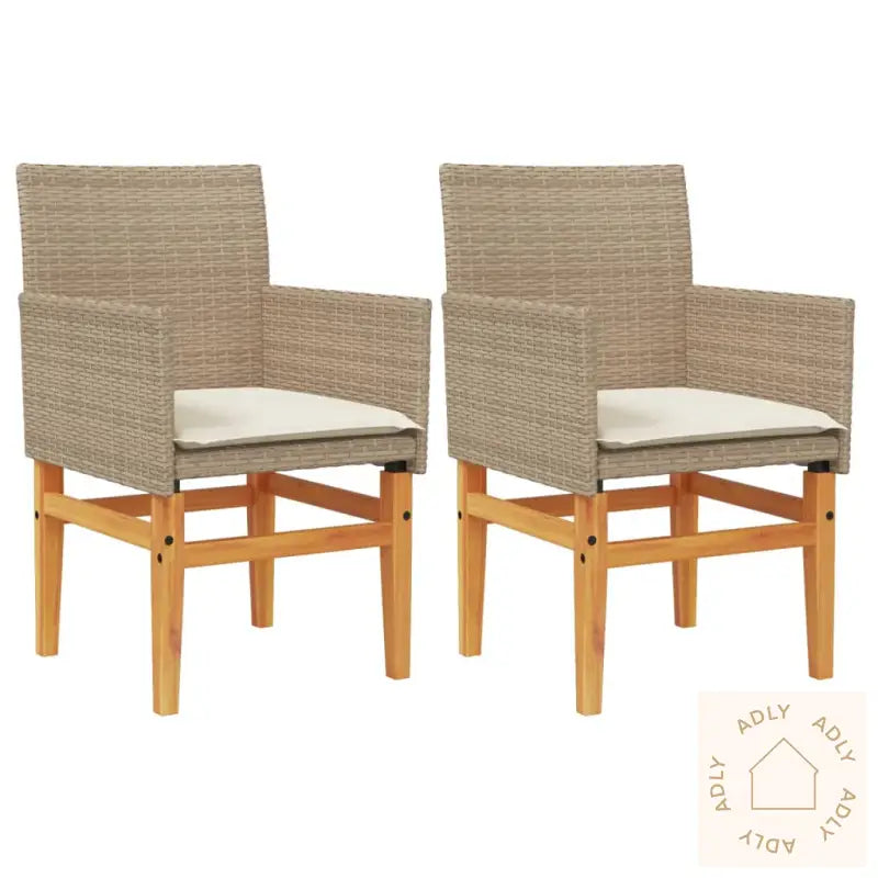 Hagestoler Med Puter 2 Stk Beige Polyrotting Og Heltre