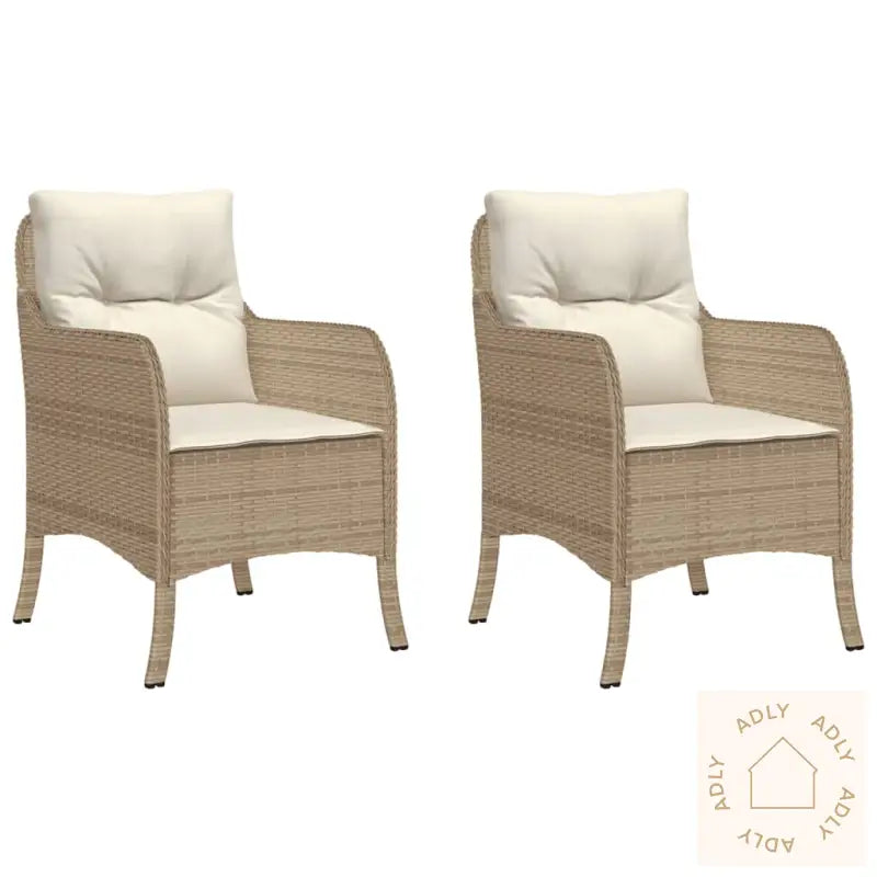 Hagestoler Med Puter 2 Stk Beige Polyrotting