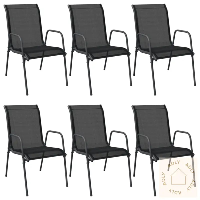 Hagestoler 6 Stk Stål Og Textilene Svart