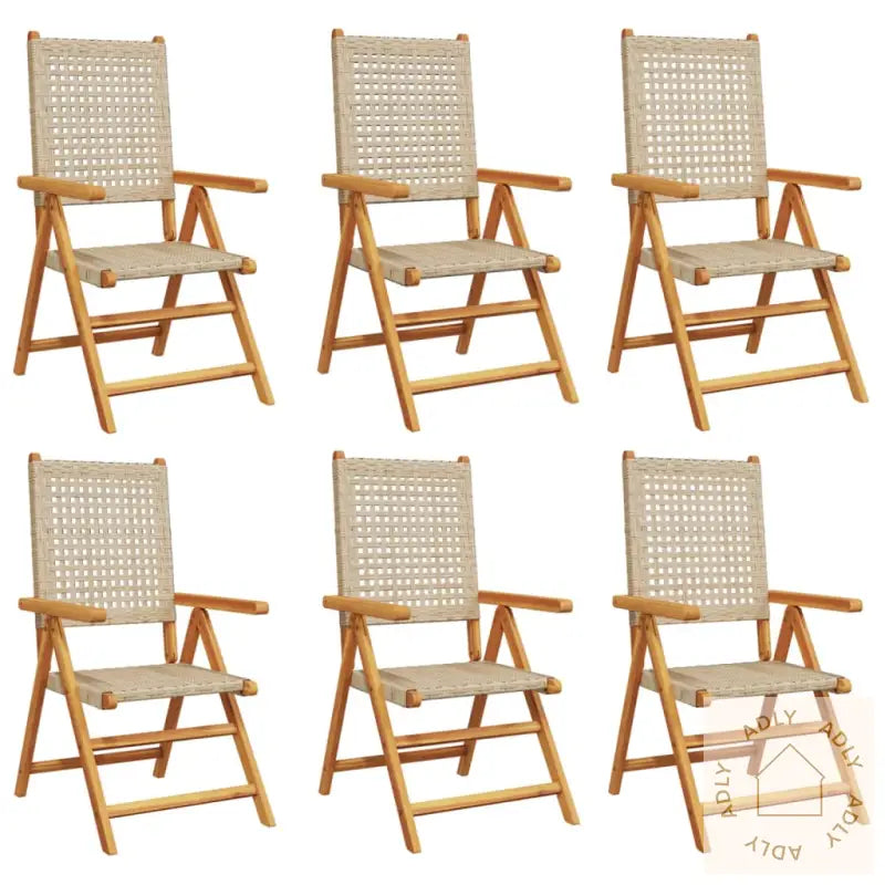 Lenestoler For Hage 6 Stk Beige Polyrotting Og Heltre