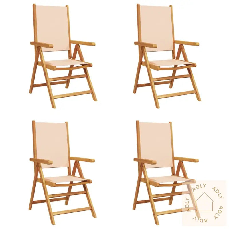 Lenestoler For Hage 4 Stk Beige Stoff Og Heltre
