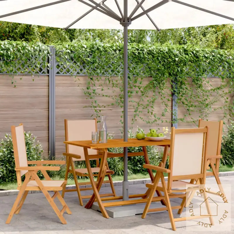 Lenestoler For Hage 4 Stk Beige Stoff Og Heltre