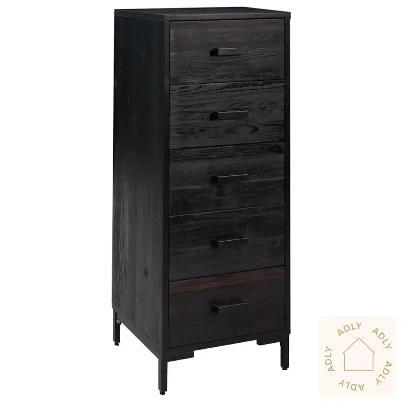 Kommode Svart 42X35X110 Cm Heltre Furu