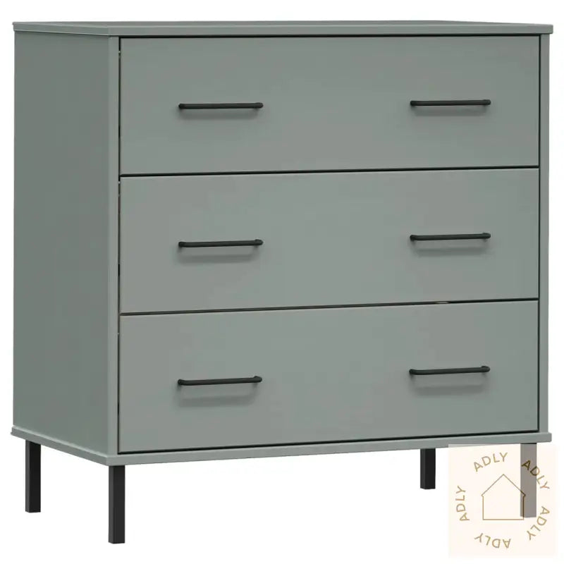 Skjenk Med 3 Skuffer Grå 77X40X79,5 Cm Heltre Oslo