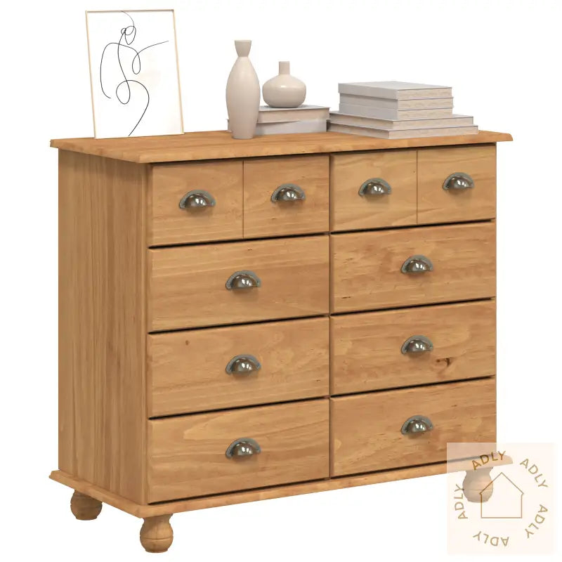 Kommode 'Askim'honningbrun 91X40X79 Cm Massivt Trefuru