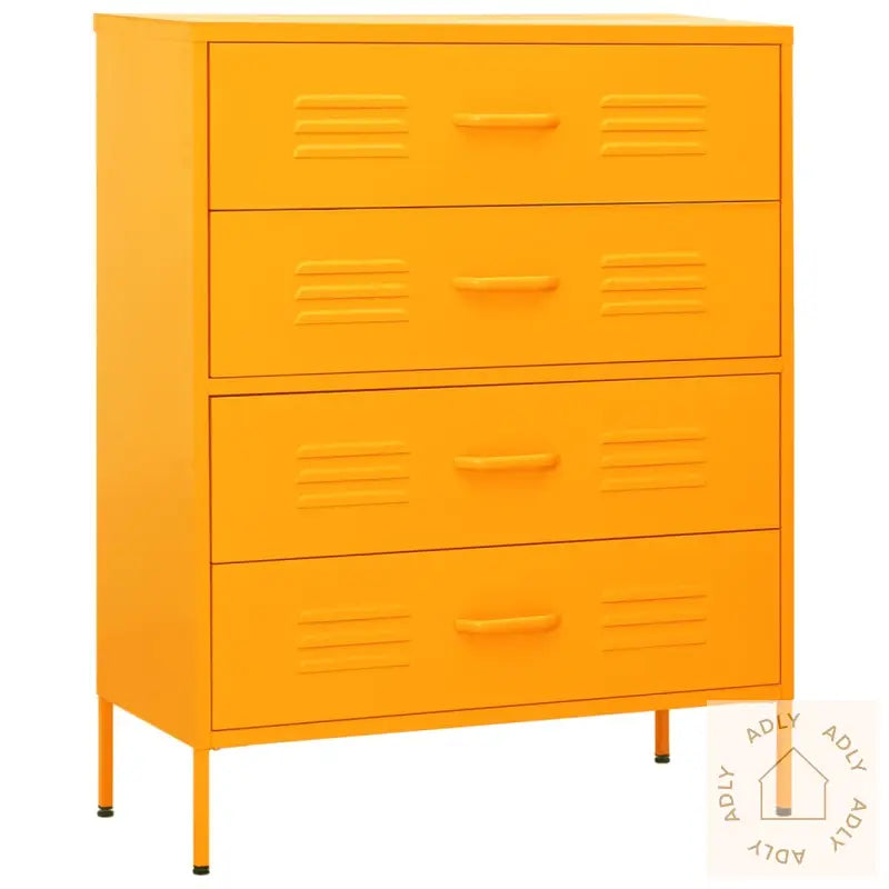 Kommode Sennepsgul 80X35X101,5 Cm Stål