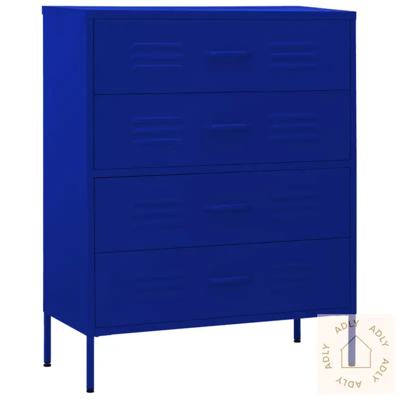 Kommode Marineblå 80X35X101,5 Cm Stål