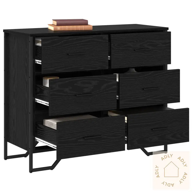 Kommode Svart Eik 91X35.5X74.5 Cm Konstruert Tre