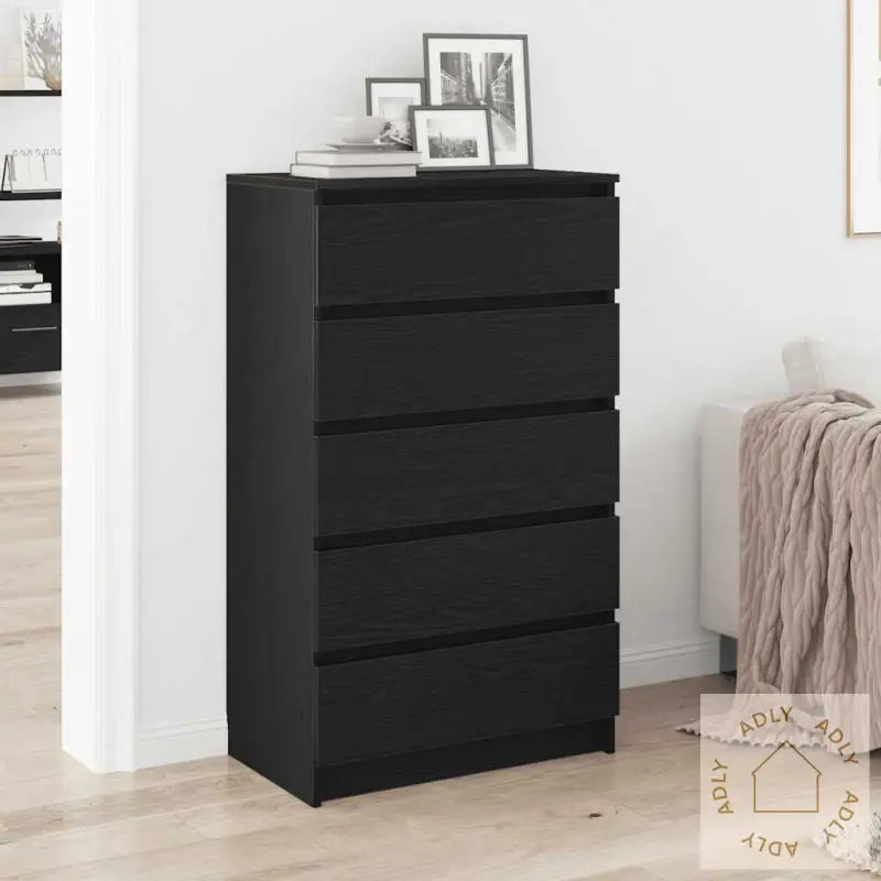Kommode Svart Eik 60X36X103 Cm Konstruert Tre