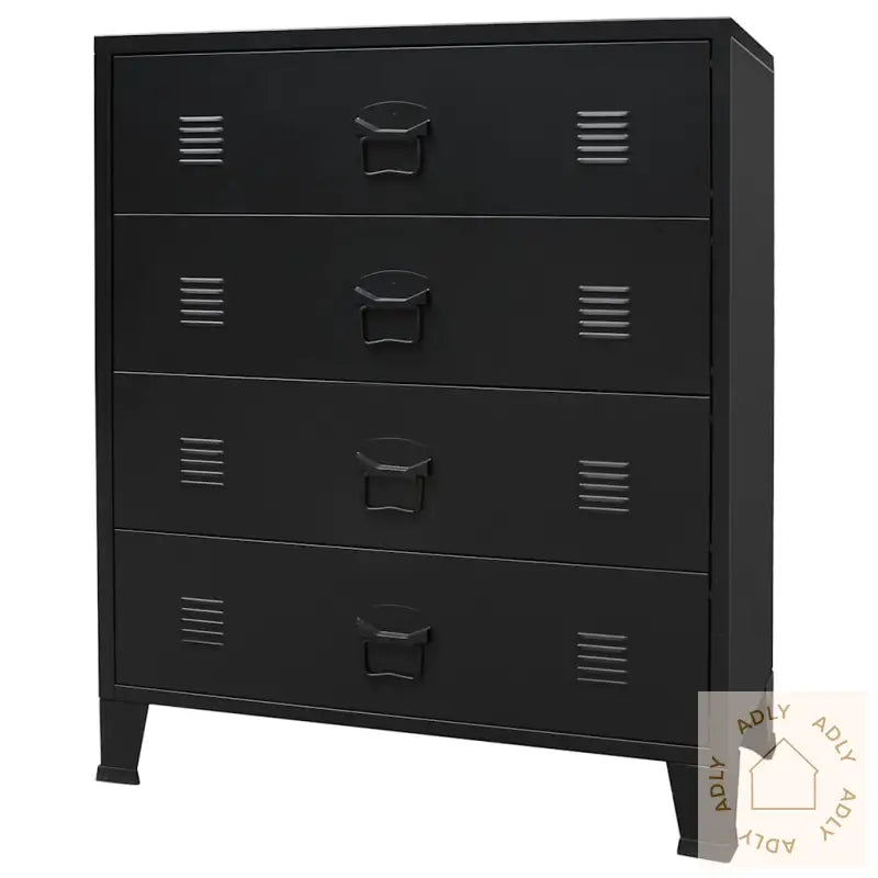 Kommode Metall Industriell Stil 78X40X93 Cm Svart