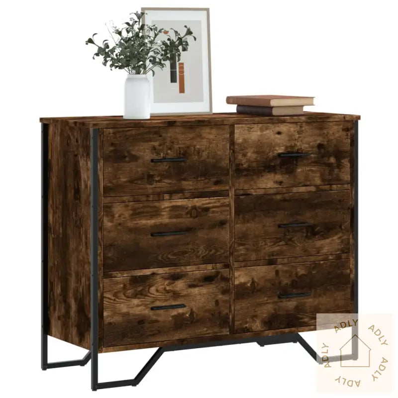 Kommode Røkt Eik 91X35,5X74,5 Cm Konstruert Tre
