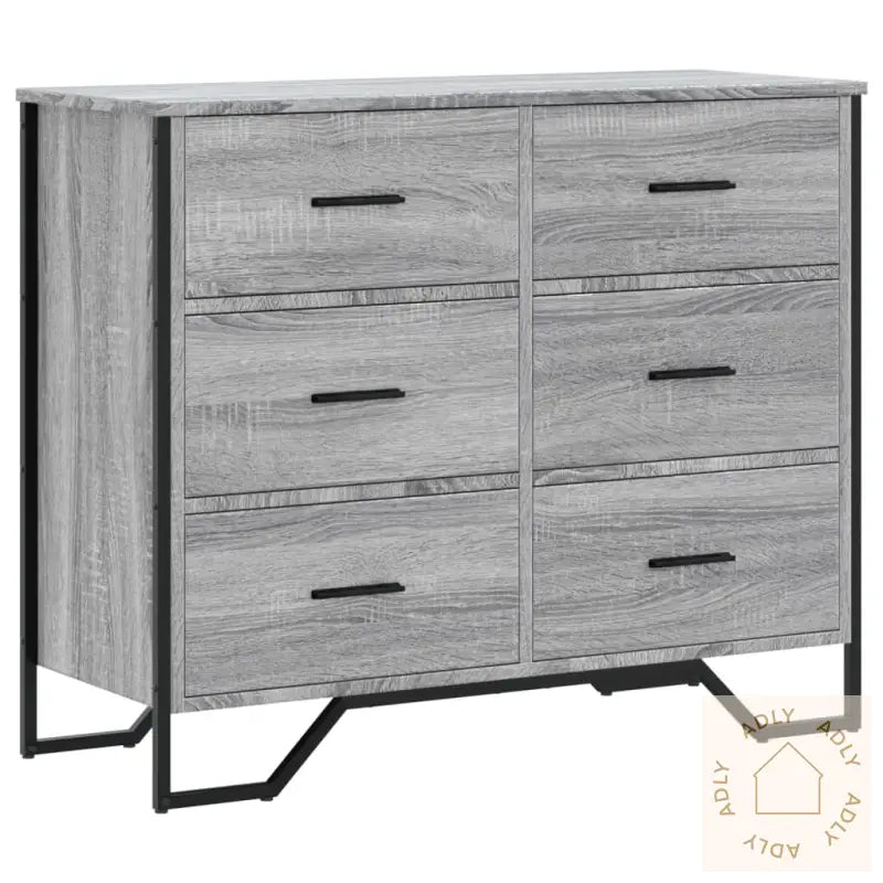 Kommode Grå Sonoma 91X35,5X74,5 Cm Konstruert Tre