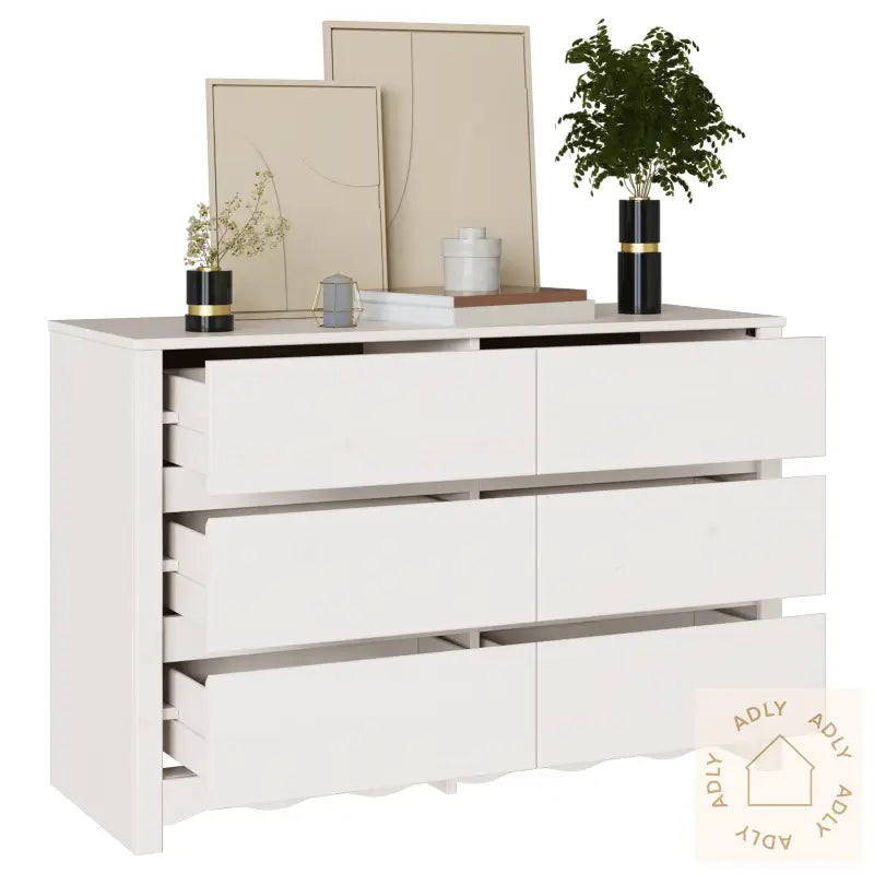 Kommode "Drammen" Hvit 111X43X73,5 Cm Solid Tre Furu
