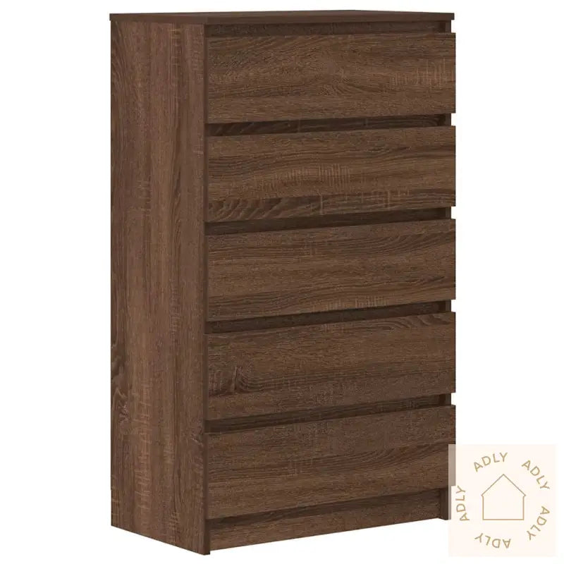 Kommode Brun Eik 60X36X103 Cm Konstruert Tre