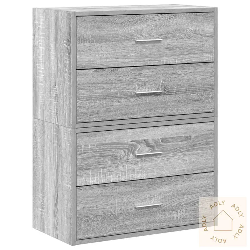 Skap Med 2 Skuffer 2 Stk Grå Eik 60X31X40 Cm Konstruert Tre