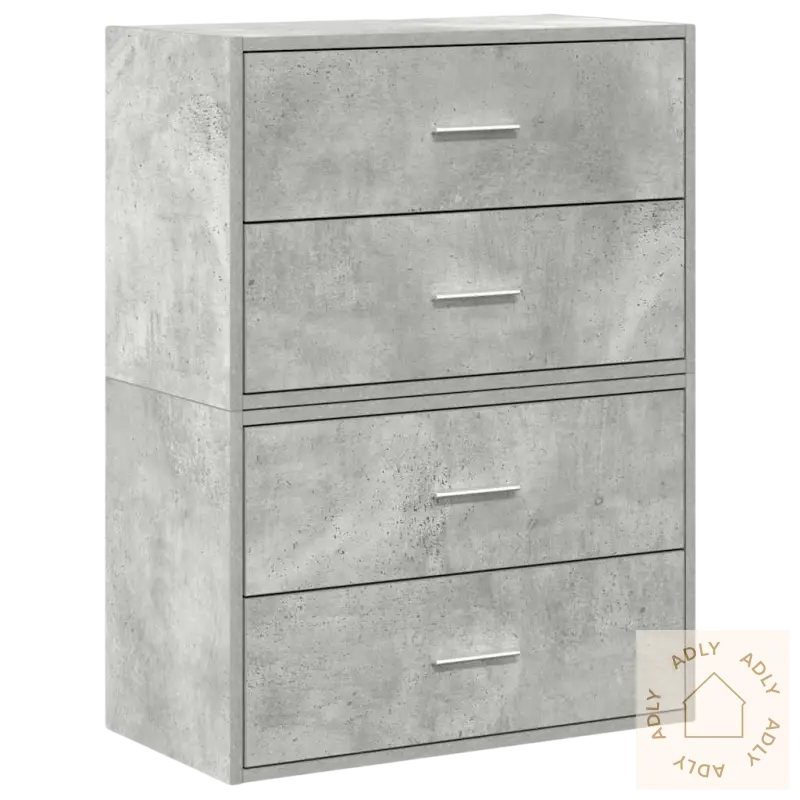 Gray concrete-look kommode for smart oppbevaring med moderne stil til stua