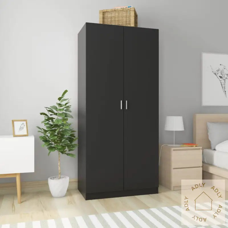Garderobe Svart 90X52X200 Cm Konstruert Tre