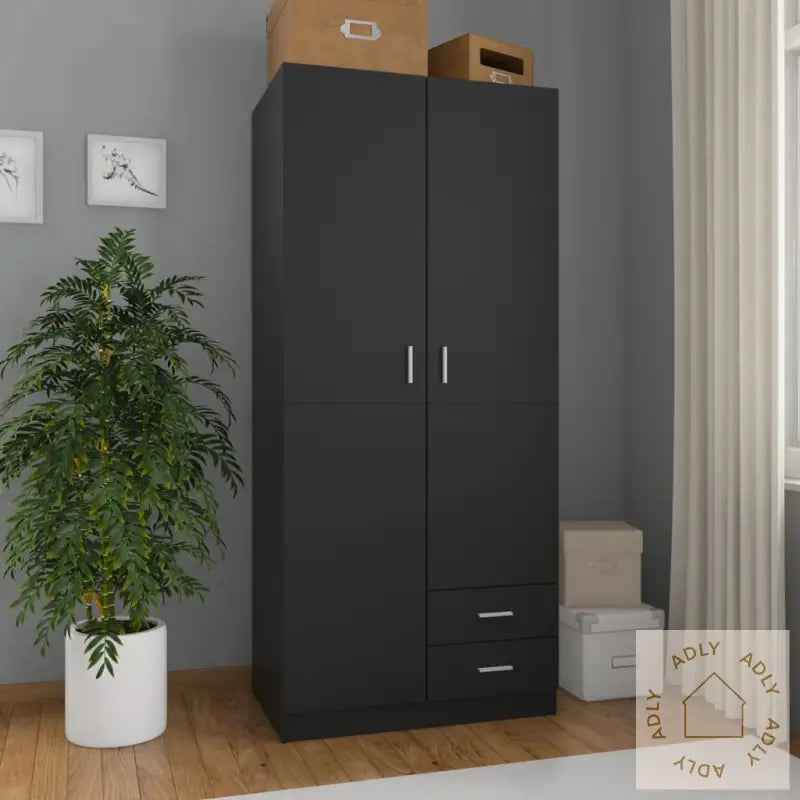 Garderobe Svart 80X52X180 Cm Konstruert Tre