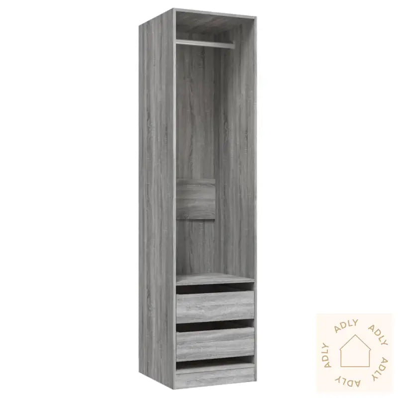 Garderobe Med Skuffer Grå Sonoma 50X50X200 Cm Konstruert Tre