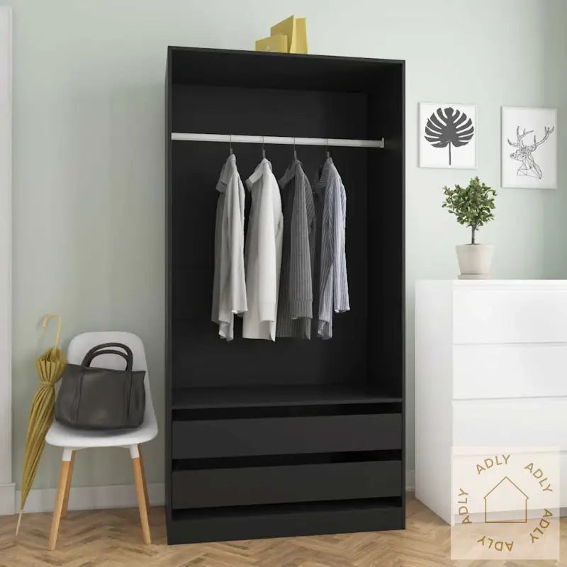 Garderobe Svart 100X50X200 Cm Konstruert Tre
