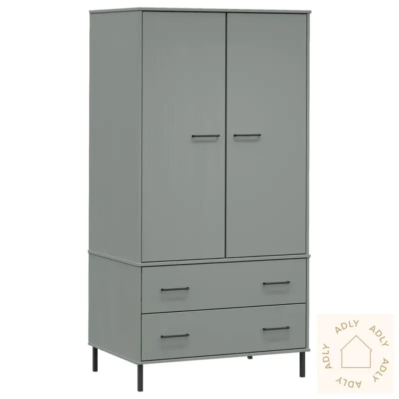 Garderobe Med Metallben Grå 90X55X172,5 Cm Heltre Oslo