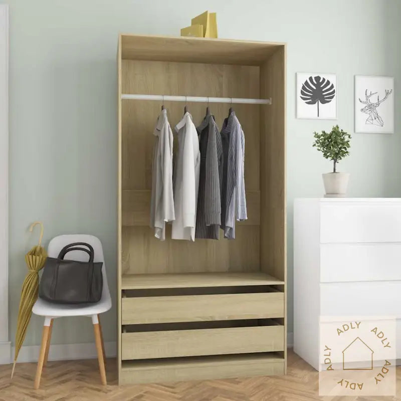 Garderobe Sonoma Eik 100X50X200 Cm Konstruert Tre