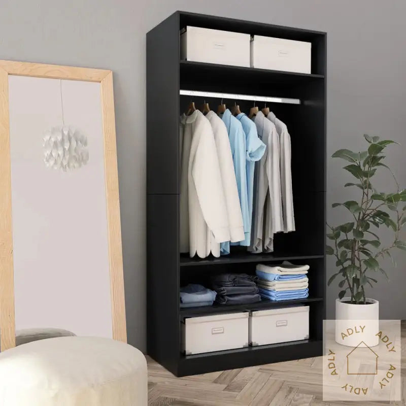 Garderobe Svart 100X50X200 Cm Konstruert Tre